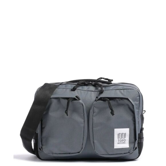 Topo Designs Global Briefcase 15″ Messenger Bag Backpack Recycled Nylon Grey - Picture 1 of 6